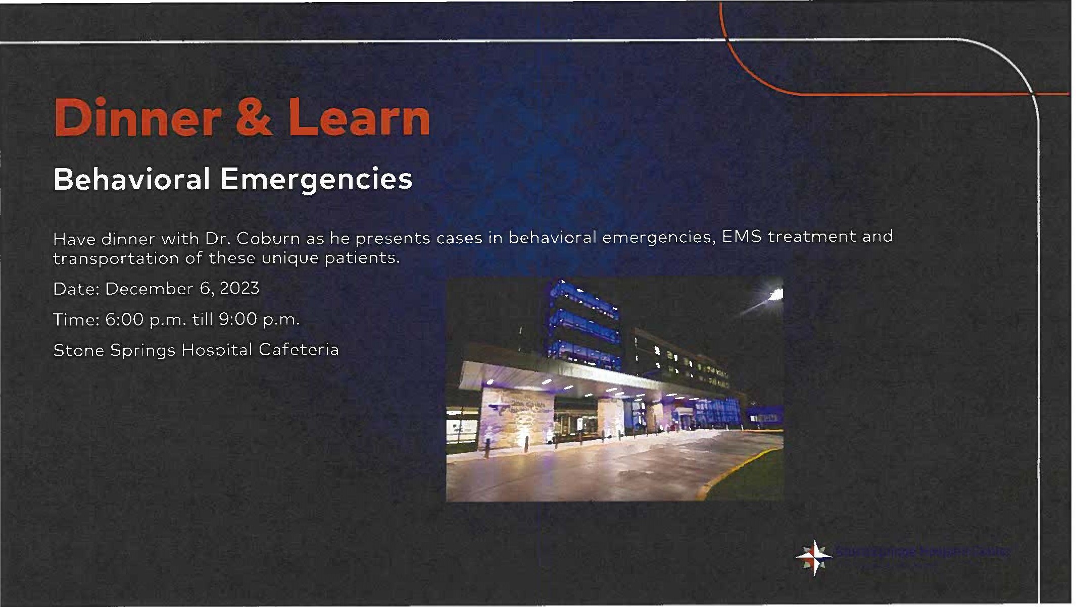 Dinner and Learn Flyer December 2023