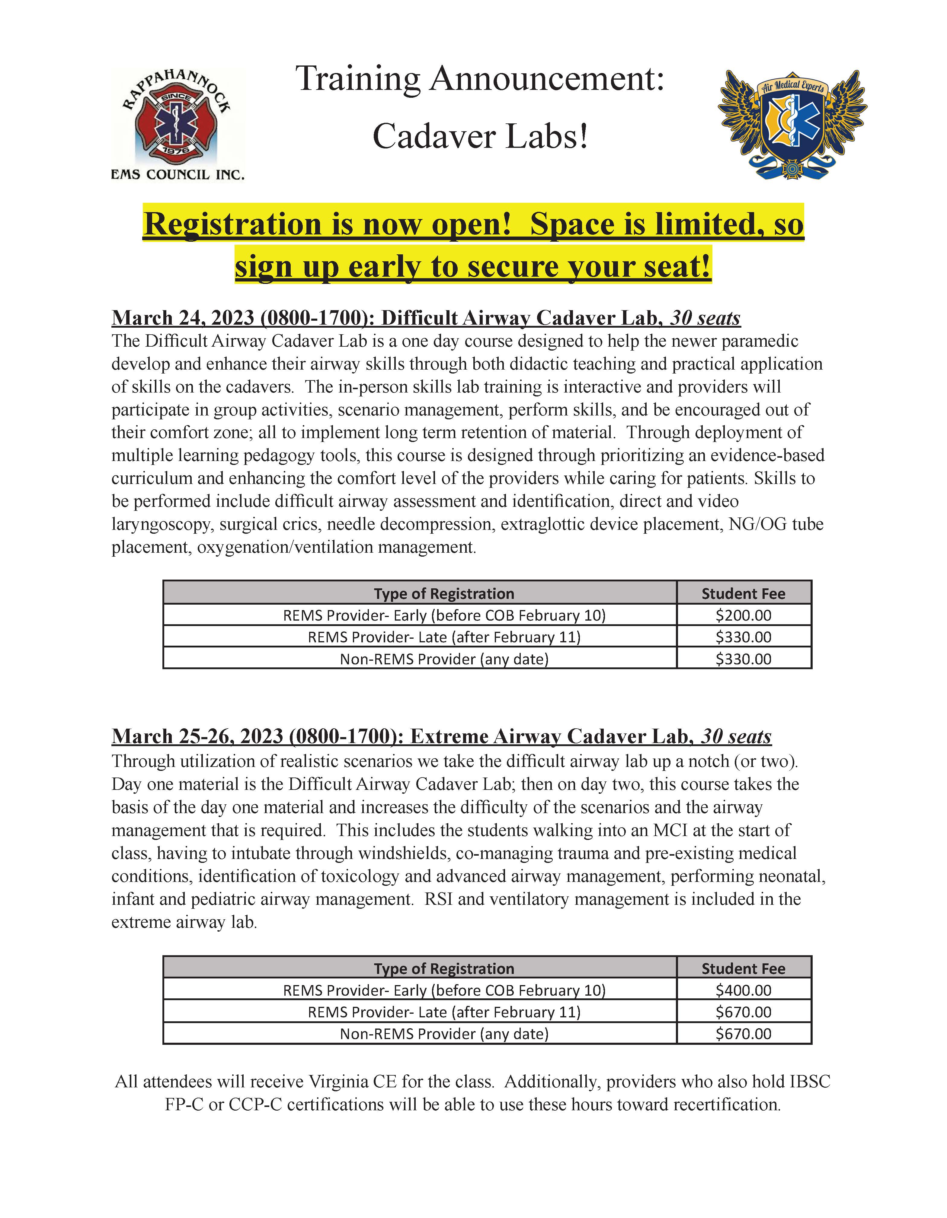 Cadaver Lab Now Open